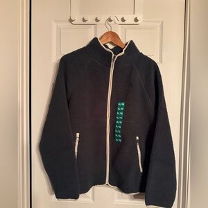 Cozy Dark Navy/Charcoal Fuzzy Fleece Jacket - XL - NWT